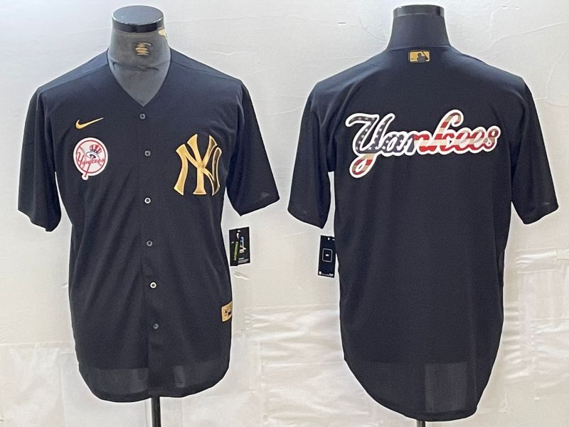 Men New York Yankees Blank Black gold 4 th generation Nike 2024 MLB Jersey style 18